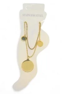 Alternative view of Toptan Altın Renk Asansör Sf Büyük Pul 2 Küçük Pul Çelik Halhal - 3487