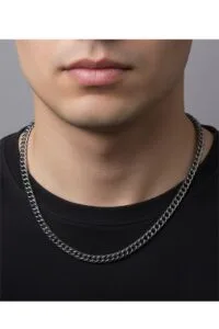 Toptan Kalın 6mm Sık Aralıklı Yassı Zincir Siyah Renk Unisex Kolye - 346 8 278c94a24d024841ab7a3be296931144-toptan taki