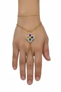 Toptan Altın Renk Yonca Van Clef Çelik Şahmeran - 3518