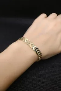 Toptan Balık Kılçığı Yassı Gold Kaplama Künye Bileklik Kılçık - 454