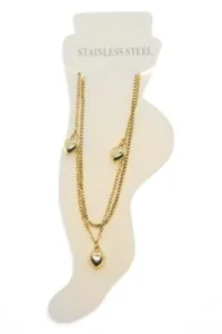 Alternative view of Toptan Altın Renk Asansör Sf 3 Kalp Çelik Halhal - 3484