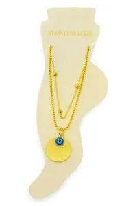 Alternative view of Toptan Altın Renk Top Asansör Büyük Pul Nazar Göz Çelik Halhal  - 3480