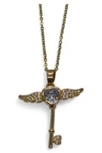 Alternative view of Toptan Altın Renk Kanat Anahtar Model Sf Zincir Çelik Kolye - 3684