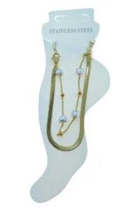 Alternative view of Toptan Altın Renk İtalyan Kalp Top Çelik Halhal - 3495