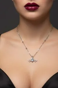 Toptan Gümüş Renk Beyaz Kalp Taş Kalp Model Top Zincir Çelik Kolye -  3779