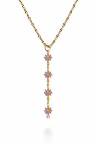 Toptan Altın Renk Dudak Zincir Çiçek Ye Model Yeni Sezon Çelik Kolye - 3826