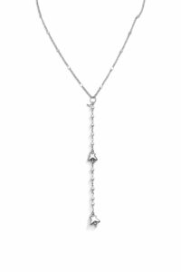 Alternative view of Toptan Gümüş Renk Ezme Zincir Kelebek İnci Ye Model Çelik Kolye - 3839