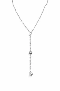 Alternative view of Toptan Gümüş Renk Ezme Zincir Kelebek İnci Ye Model Çelik Kolye - 3839