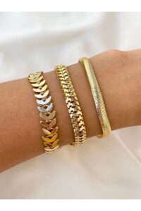 Toptan Altın Renk Kadın 3’lü Kombin Bileklik Seti Kılçık İtalyan Tırtıl Kombin Bileklik Seti - 3843 6 21baf17437374e1ba66875ca27f594d5-toptan taki