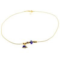 Alternative view of Toptan Altın Renk Mavi Mineli Fil Pandora Model Zirkon Kolye  - 3000