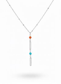 Toptan Gümüş Renk Ezme Zincir İnci Ataç Ye Model Çelik Kolye - 3842