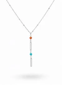 Toptan Gümüş Renk Ezme Zincir İnci Ataç Ye Model Çelik Kolye - 3842