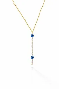 Alternative view of Toptan Altın Renk Ezme Zincir Nazar Göz İnci Oval Ye Model Çelik Kolye - 3832