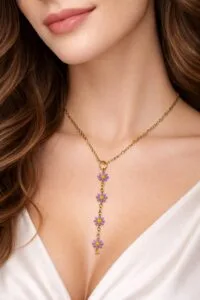 Alternative view of Toptan Altın Renk Dudak Zincir Çiçek Ye Model Yeni Sezon Çelik Kolye - 3826