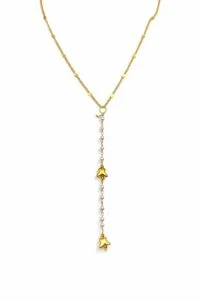 Alternative view of Toptan Altın Renk Ezme Zincir Kelebek İnci Ye Model Çelik Kolye - 3830