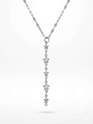 Toptan Gümüş Renk Dudak Zincir Yıldız Ye Model Yeni Sezon Çelik Kolye - 3824