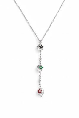 Toptan Gümüş Renk Ezme Zincir Ay Yıldız Ye Model Yeni Sezon Çelik Kolye - 3836