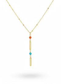 Toptan Altın Renk Ezme Zincir İnci Ataç Ye Model Çelik Kolye - 3833