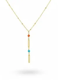 Toptan Altın Renk Ezme Zincir İnci Ataç Ye Model Çelik Kolye - 3833