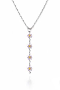 Toptan Gümüş Renk Dudak Zincir Çiçek Ye Model Yeni Sezon Çelik Kolye - 3835