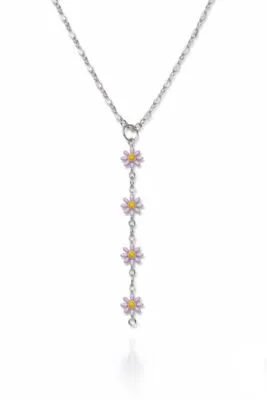 Toptan Gümüş Renk Dudak Zincir Çiçek Ye Model Yeni Sezon Çelik Kolye - 3835