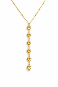 Alternative view of Toptan Altın Renk Ezme Zincir Sıralı Kalp  Ye Model Yeni Sezon Çelik Kolye - 3828