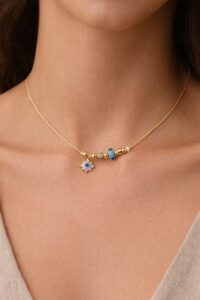 Toptan Altın Renk Beyaz Güneş Pandora Model Zirkon Kolye - 2983