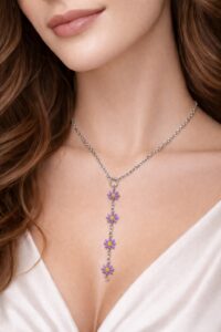 Alternative view of Toptan Gümüş Renk Dudak Zincir Çiçek Ye Model Yeni Sezon Çelik Kolye - 3835