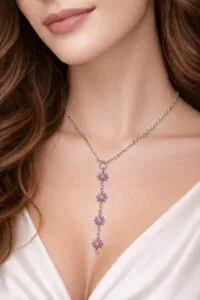 Alternative view of Toptan Gümüş Renk Dudak Zincir Çiçek Ye Model Yeni Sezon Çelik Kolye - 3835