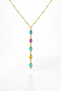 Toptan Altın Renk Ezme Zincir Sıralı Oval Ye Model Çelik Kolye - 3831