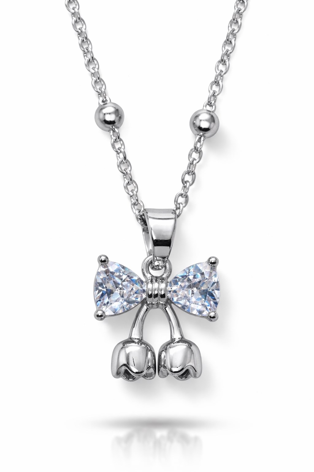 Toptan Gümüş Renk Kalp Fiyonk Model Top Zincir Çelik Kolye- 3854 3 Toptan Gümüş Renk Kalp Fiyonk Model Top Zincir Çelik Kolye- 3854