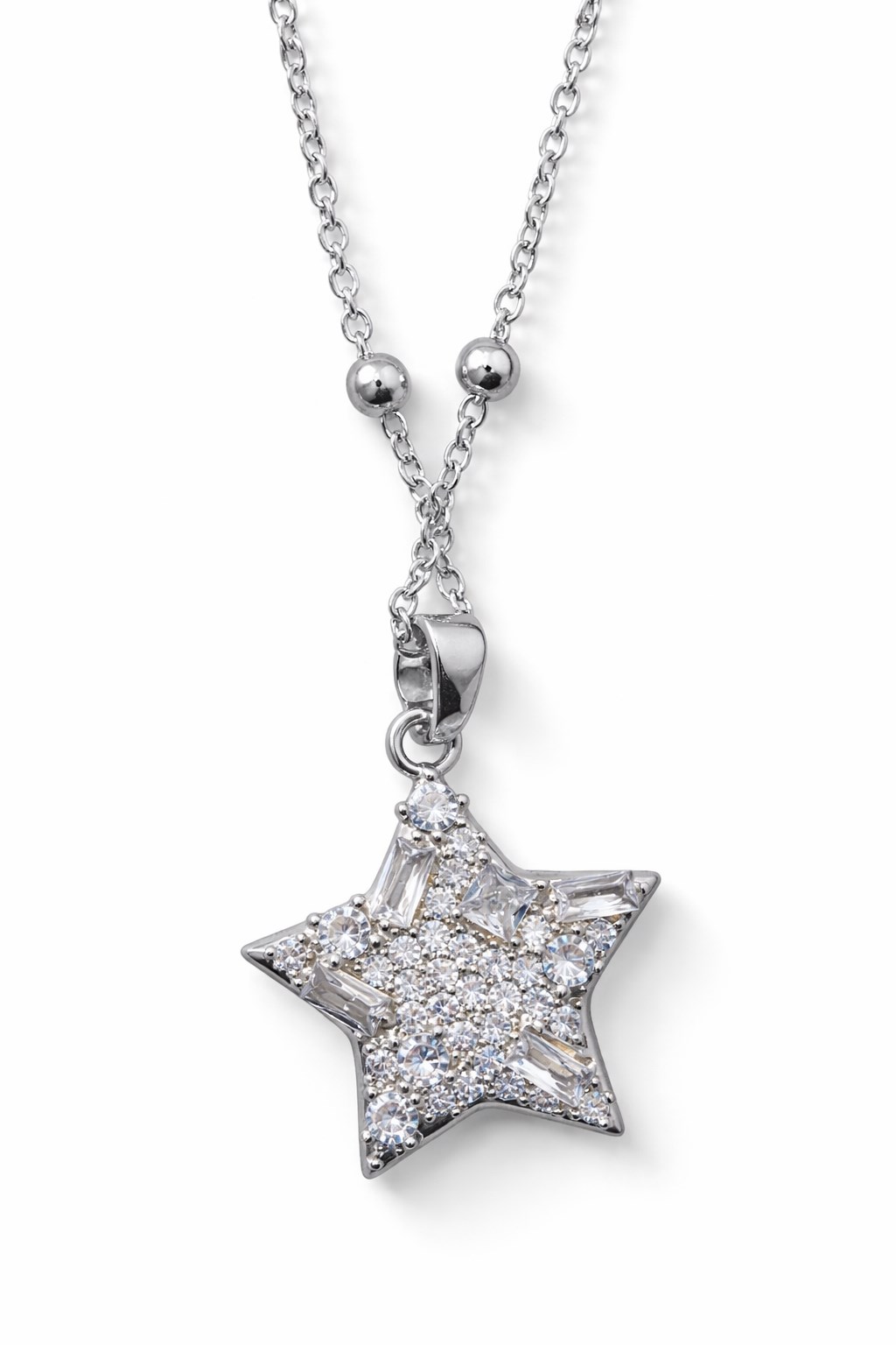 Toptan Gümüş Renk Yıldız Model Top Zincir Çelik Kolye - 3856 3 Toptan Gümüş Renk Yıldız Model Top Zincir Çelik Kolye - 3856