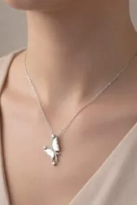 Alternative view of Toptan Gümüş Renk Beyaz Sedef Yusufcuk Model Sf Zincir Çelik Kolye- 3857