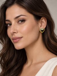 Toptan Altın Renk Zara Model Kalp Çelik Küpe - 3964