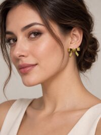 Toptan Altın Renk Zara Model Fiyonk Çelik Küpe - 3963