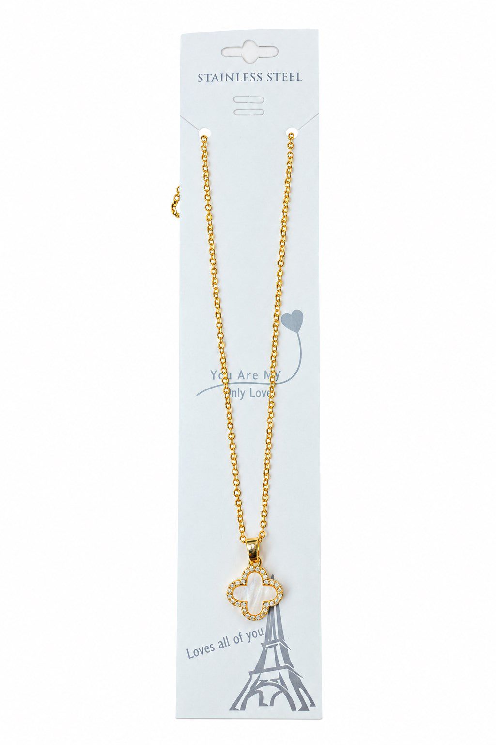 Toptan Altın Renk Beyaz Sedefli Van Cleef Kolye Sf Zincir Çelik Kolye - 3974 5 Toptan Altın Renk Beyaz Sedefli Van Cleef Kolye Sf Zincir Çelik Kolye - 3974 - Görsel 3