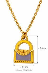 Toptan Altın Renk Mor Çanta Çelik Kolye - 3991 6 Toptan Altın Renk Mor Çanta Çelik Kolye - 3991 - Görsel 2