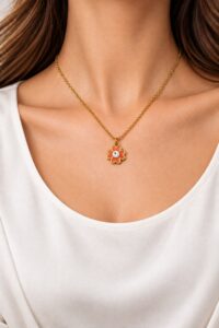Toptan Altın Renk Turuncu Çiçek Çelik Kolye - 3989 6 Toptan Altın Renk Turuncu Çiçek Çelik Kolye - 3989 - Görsel 2