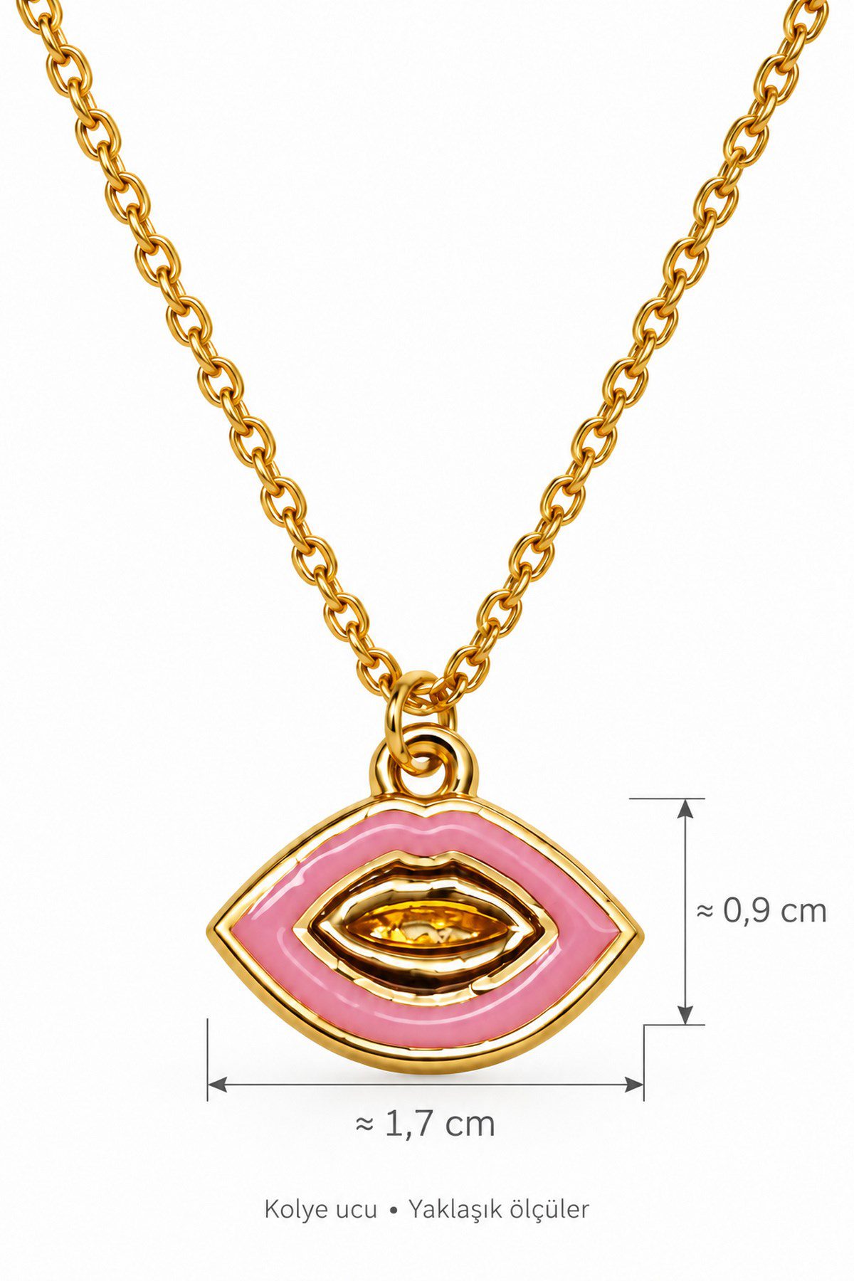 Toptan Altın Renk Pembe Dudak Çelik Kolye - 3987 5 Toptan Altın Renk Pembe Dudak Çelik Kolye - 3987 - Görsel 3